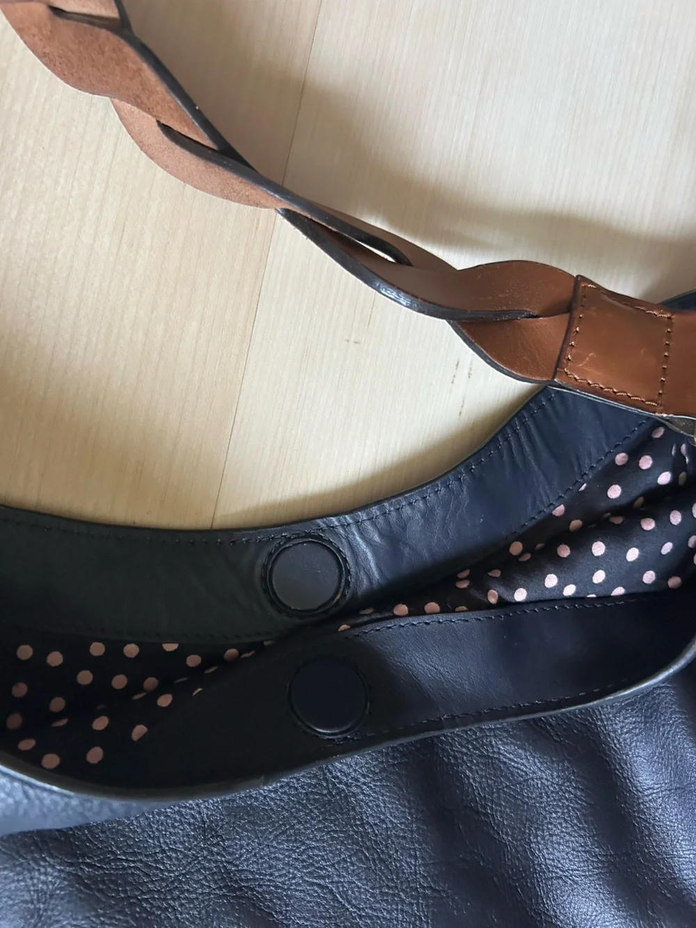 Boden Navy Hobo Bag with Braided Brown Strap